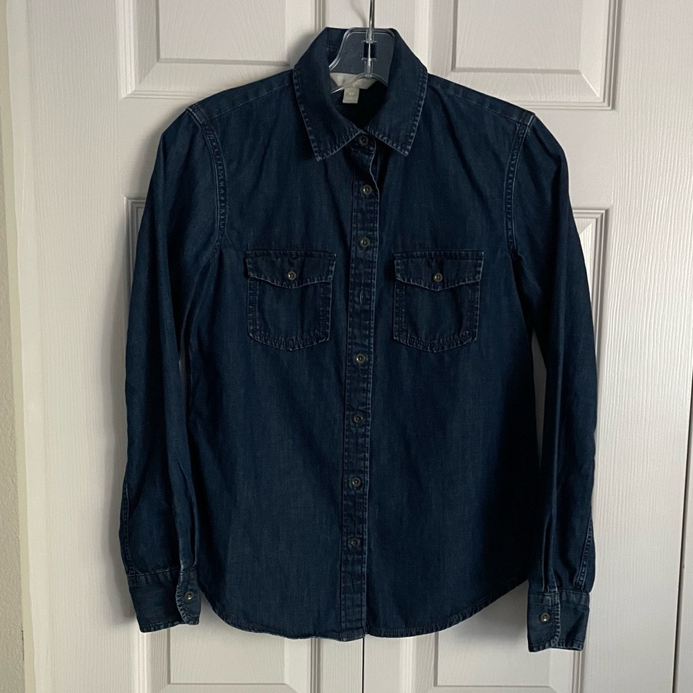 Banana Republic Dark Blue Denim Button-Up Shirt - Picture 2 of 7